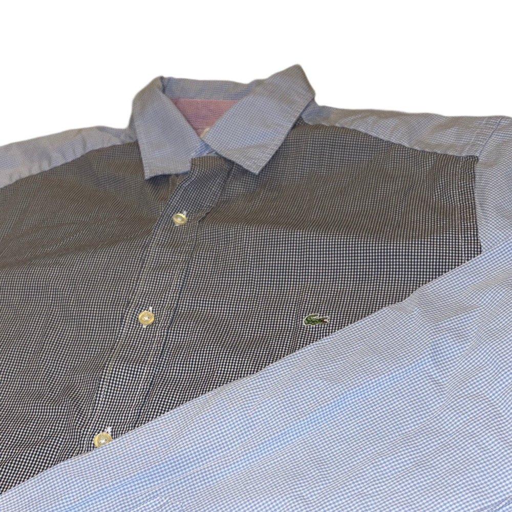 Lacoste Men’s Patchwork Gingham Button-Down Shirt Size 40 (M/L)
